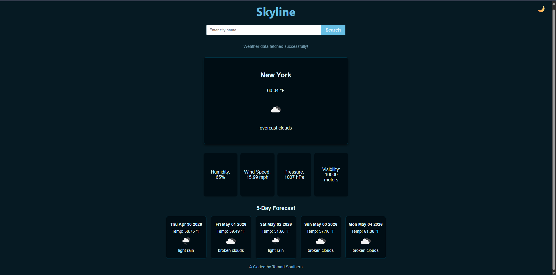 Project 1 screenshot